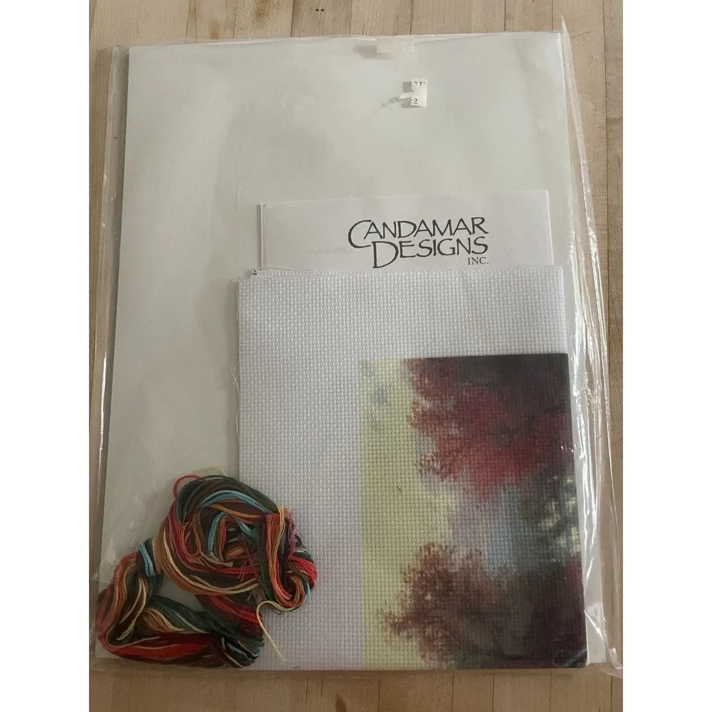 Thomas Kinkade Covered Bridge Country Memories Fall Autumn Printed Cross Stitch